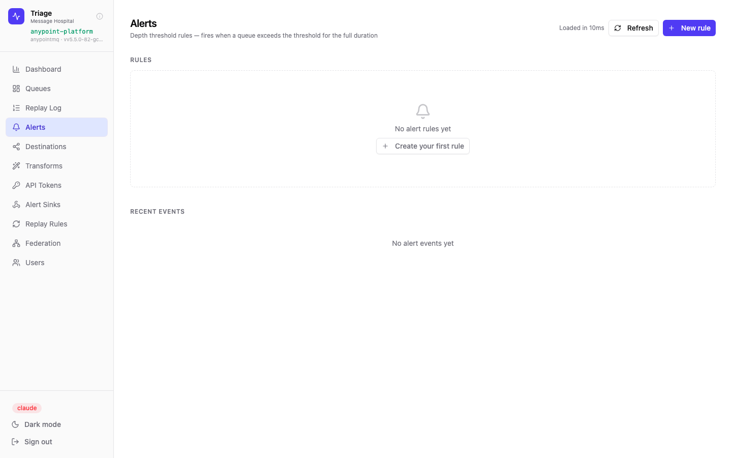 Alerts page