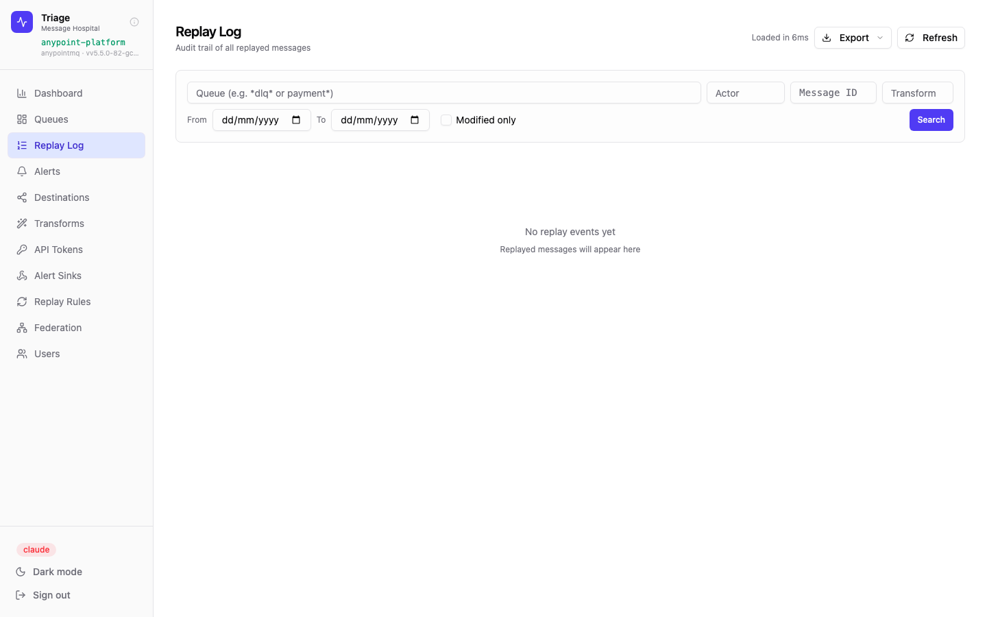 Replay audit log