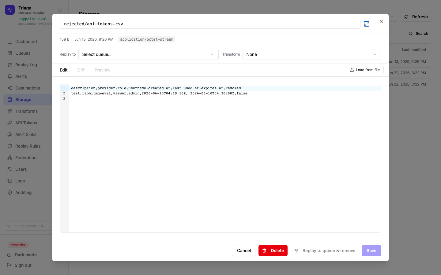 Storage object editor